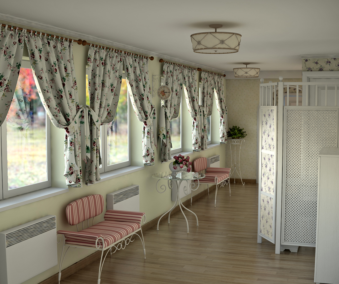 Дача в стиле прованс. Холл 1 этажа