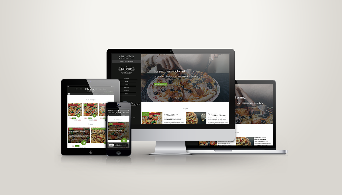 Дизайн сайта по доставке еды "Don Corleone"
