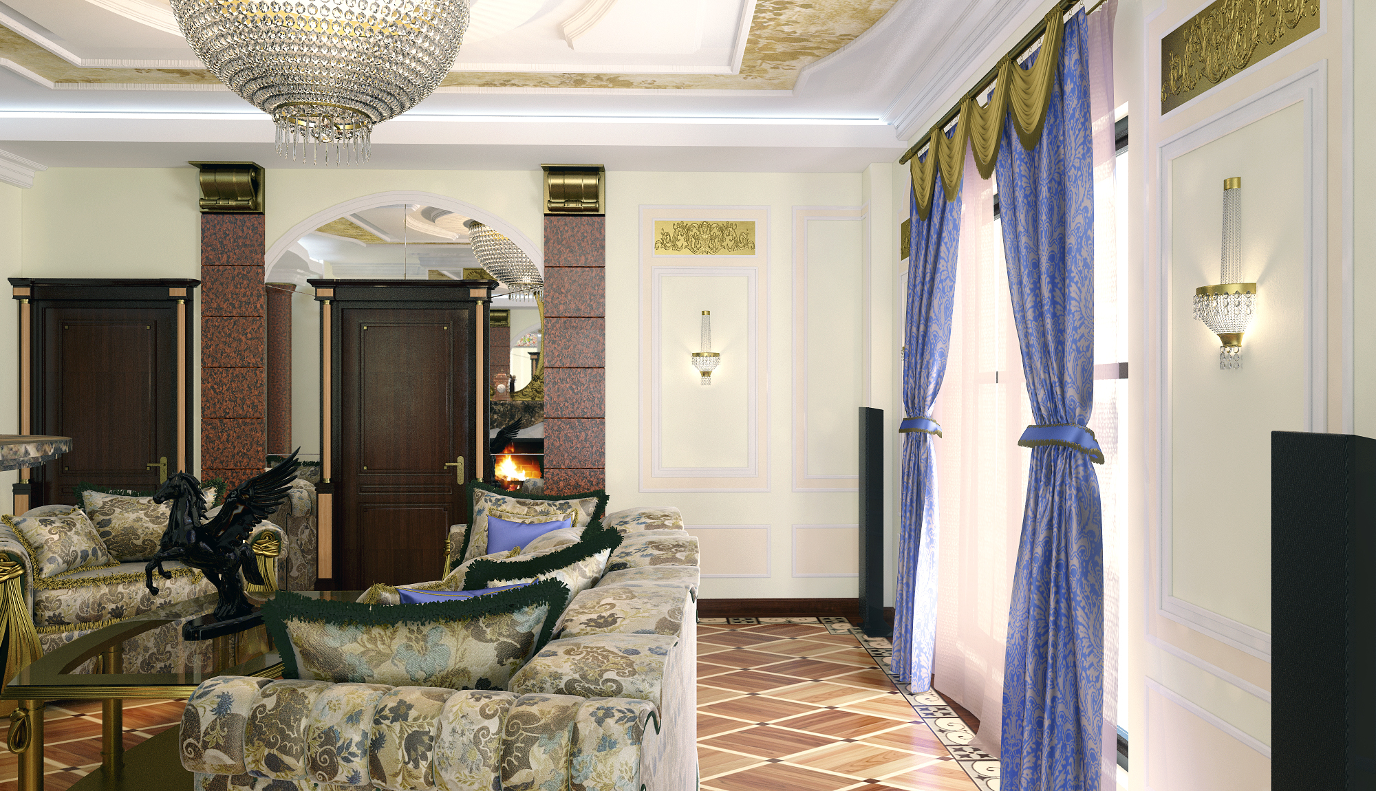 Виз. Комната в стиле "Ампир" кам.3