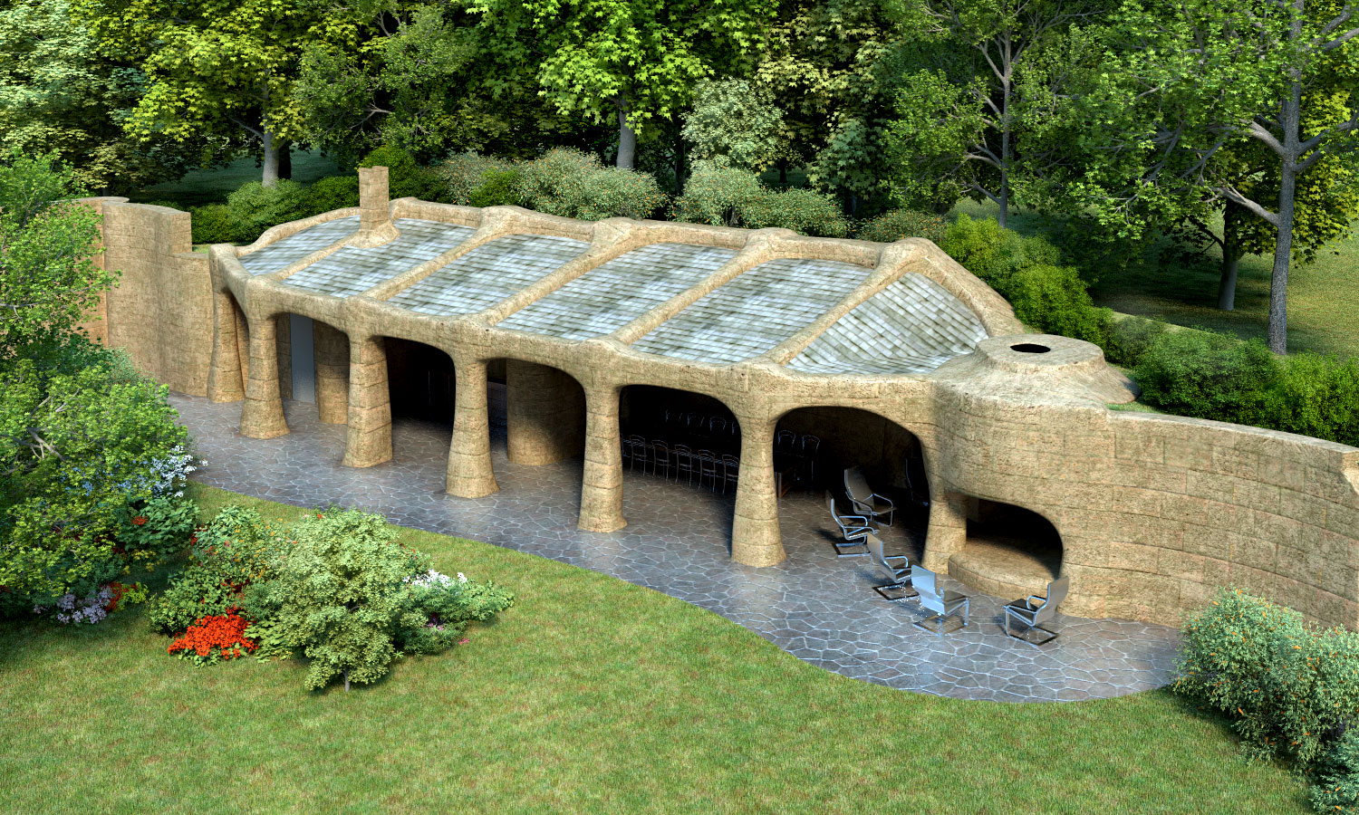 Садовая беседка барбекю