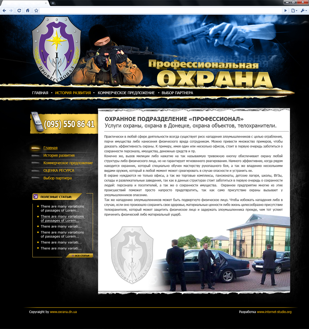 Сайт для охранного агенства "Профессионал"