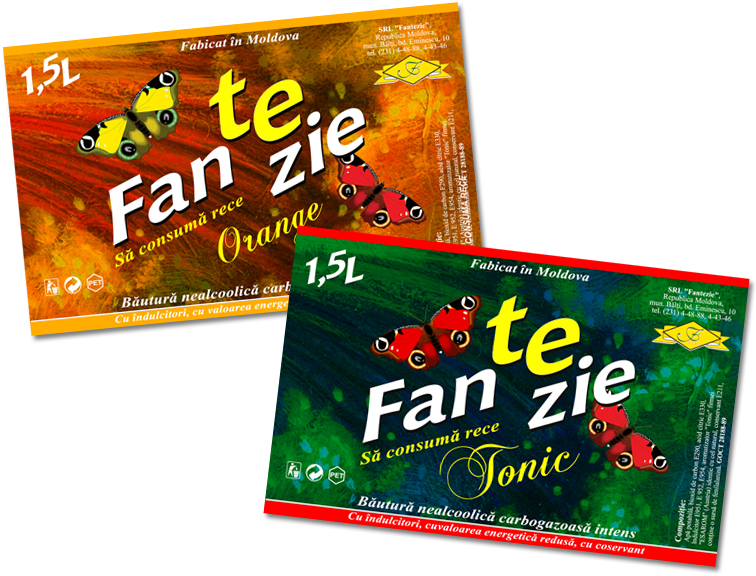 Серия этикеток для газированных напитков "Fantezie"