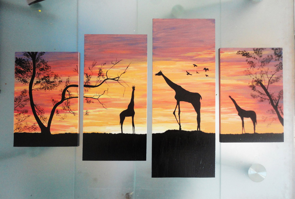 Жирафы, акрил
