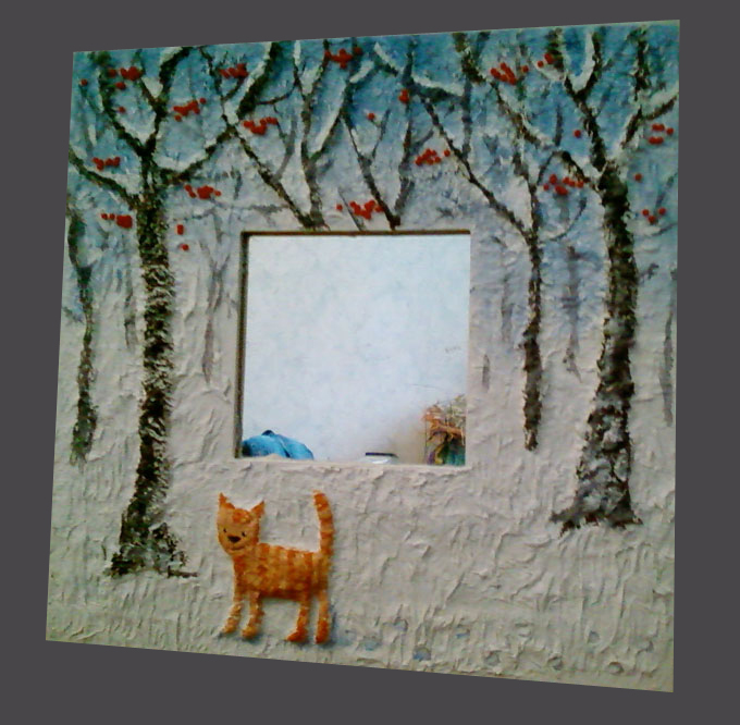 Зеракло, папье-маше (бумага)