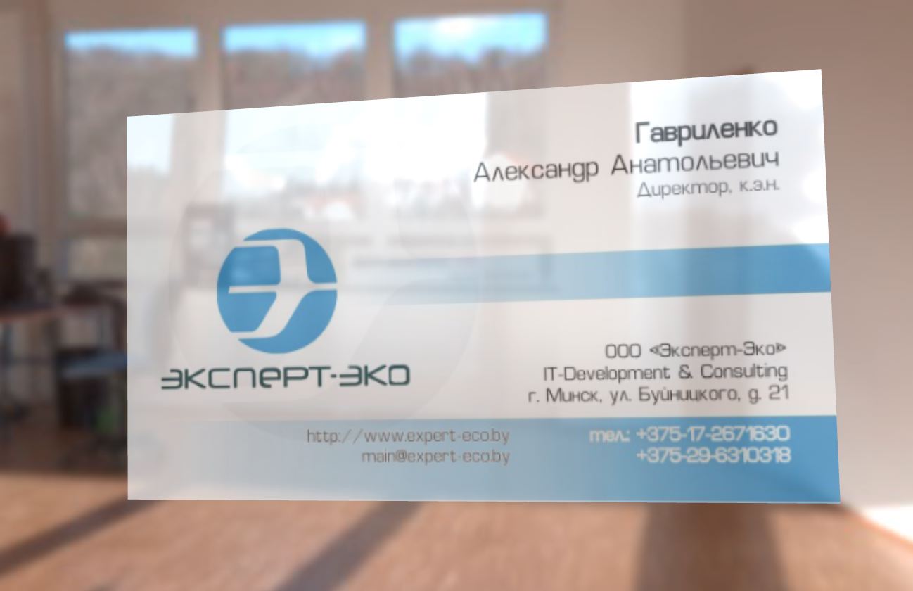 Дизайн прозрачной визитной карточки для ООО "Эксперт-Эко"