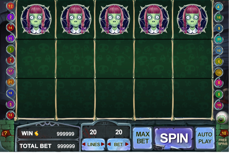 Интерфейс слот игры Зомби для Слотландии