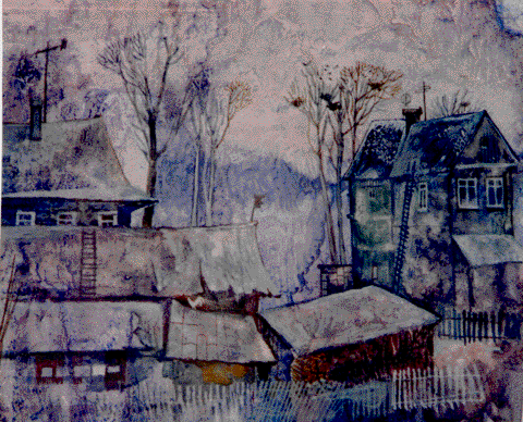 Заморозки. монотипия,бум,гуашь