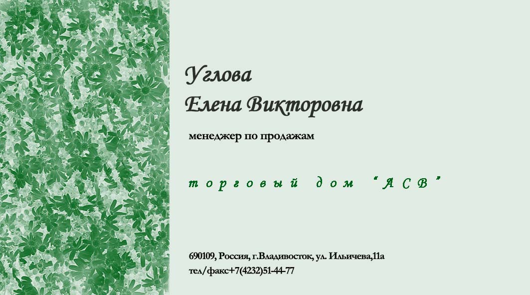 визитка ТД "АСВ"