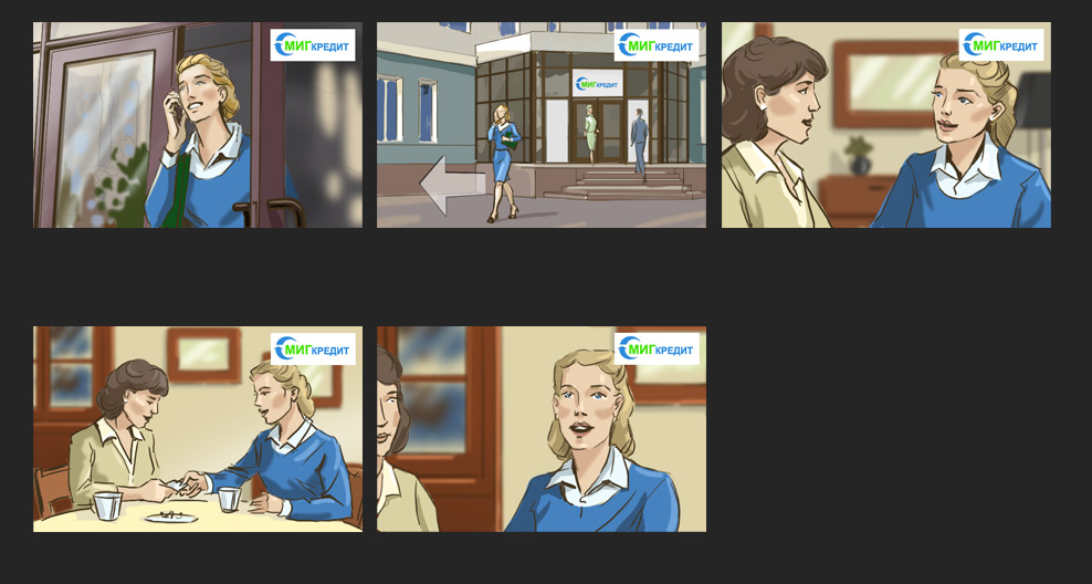 Раскадровка к рекламе "миг кредит"