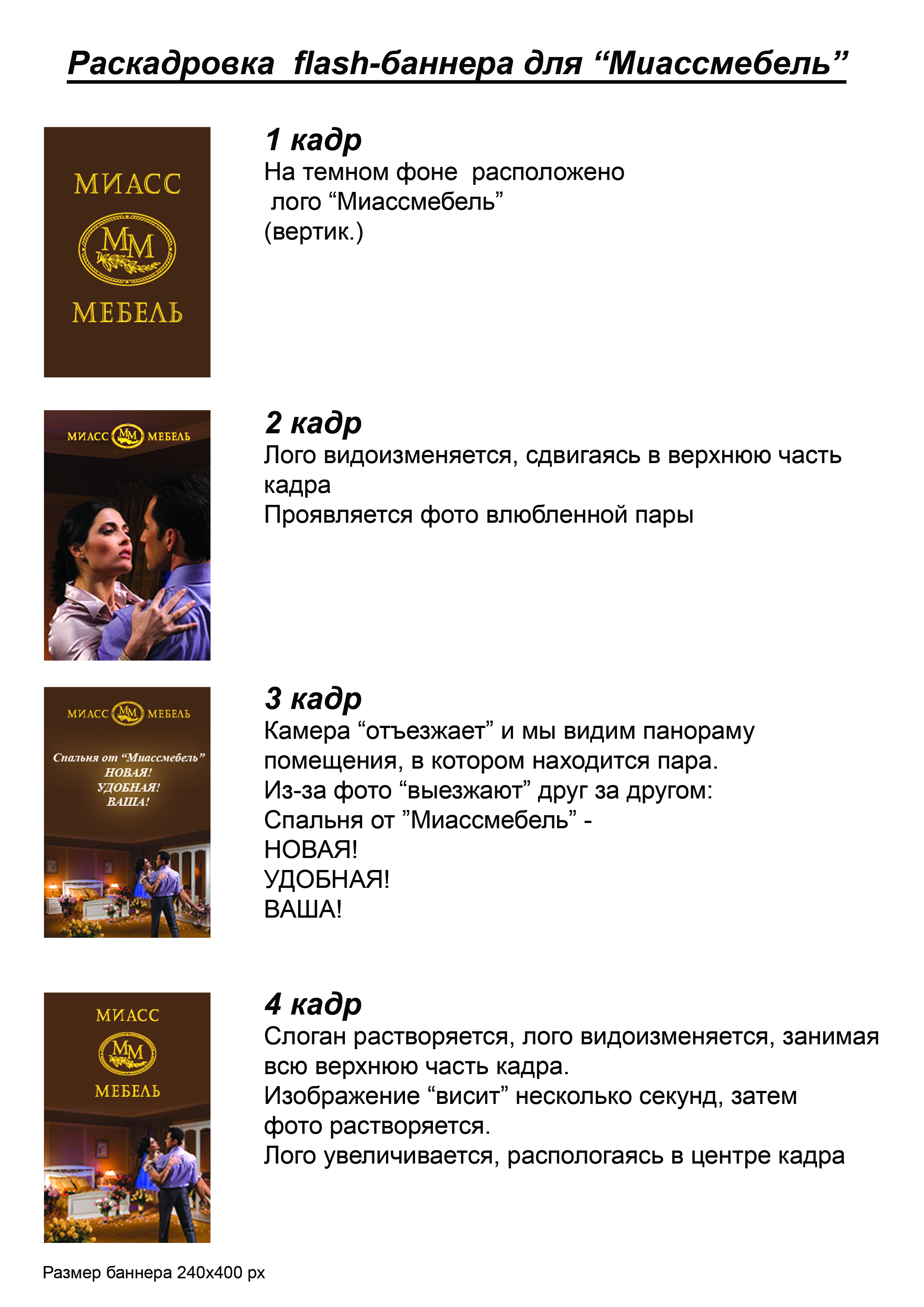 раскадровка баннера для компании "Миасс мебель"