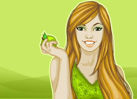 Девушка с яблоком