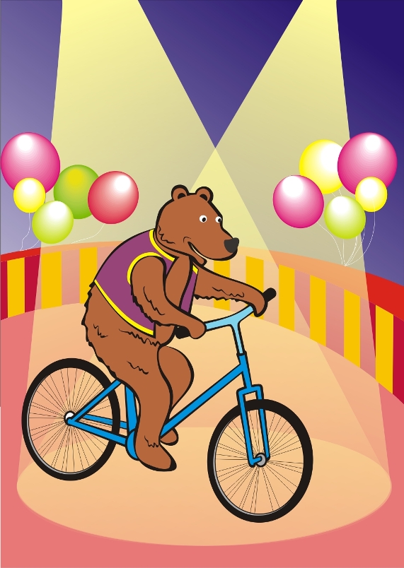 цирковой медведь (для раскраски)