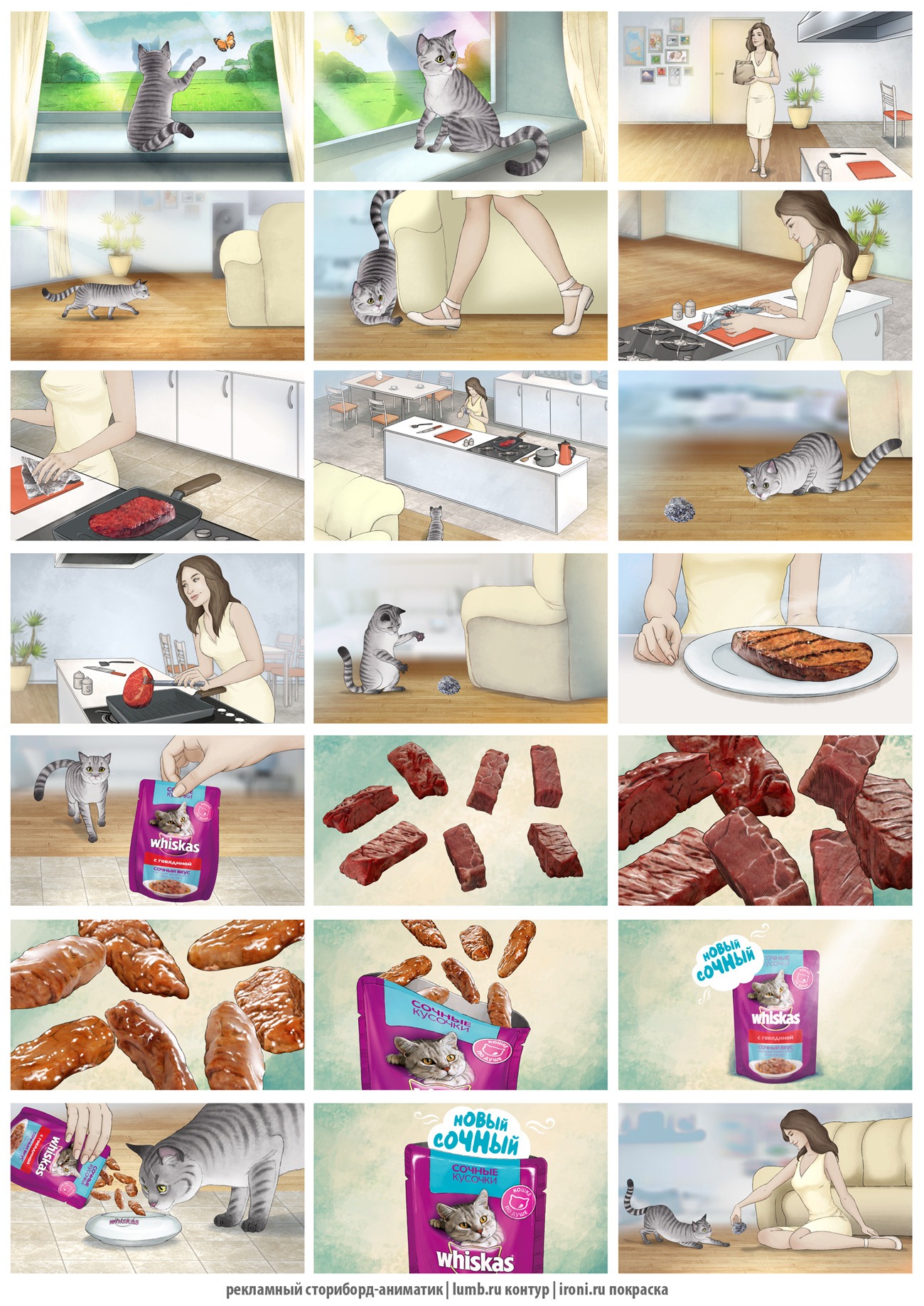 Сториборд-аниматик "Вискас сочные кусочки"