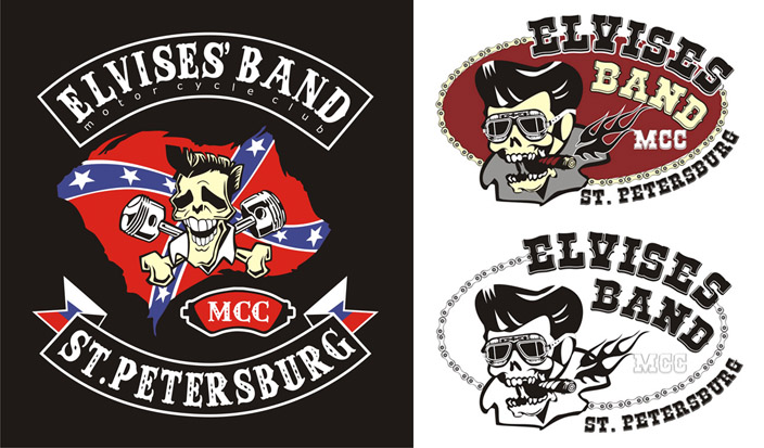 Вывеска "Elvises band". Байк клуб.