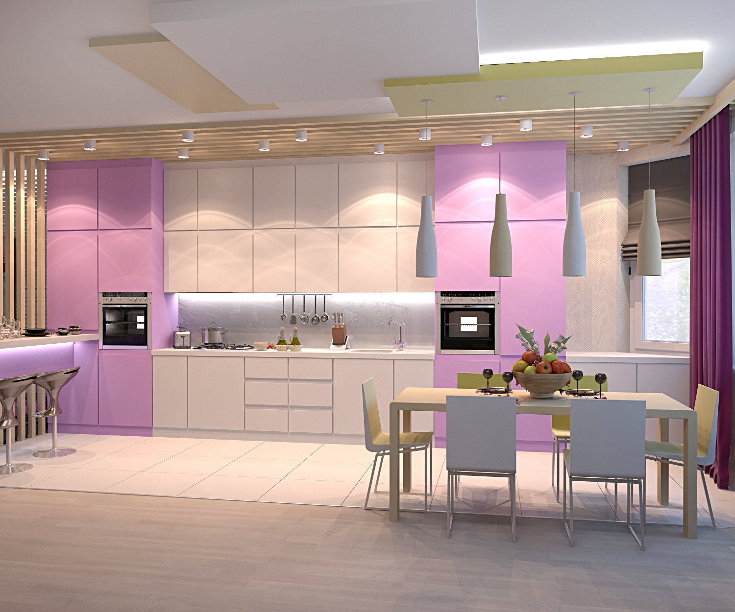 Дом в Ростове, кухня-гостиная - 01-03