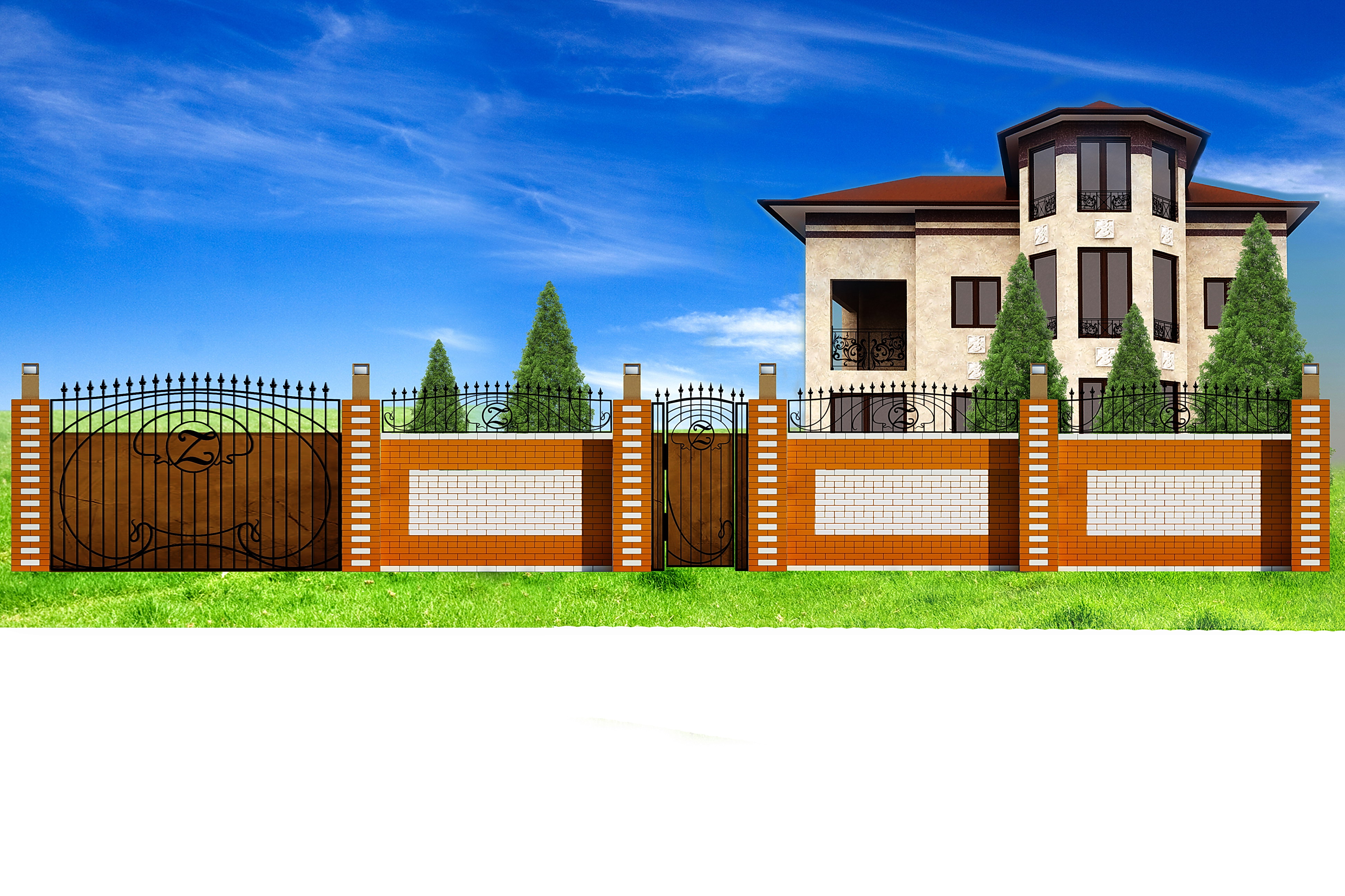 Фасад+забор часного котеджа