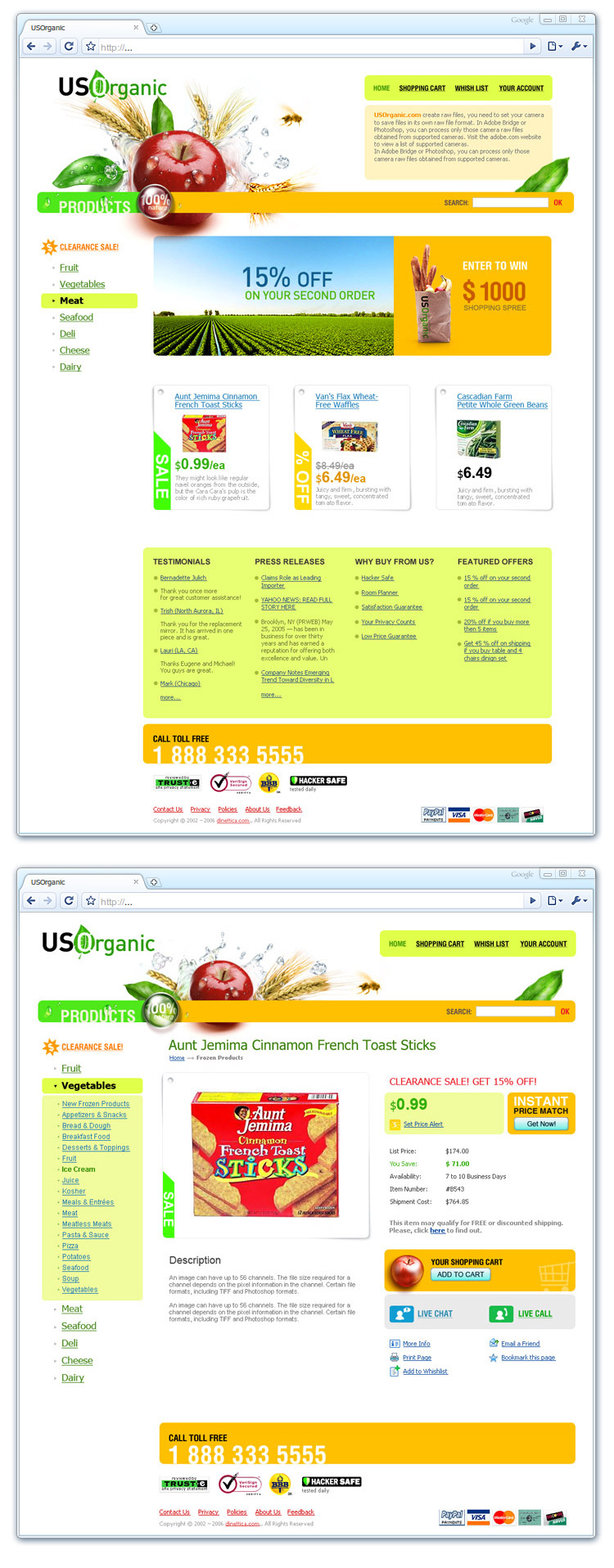 Шаблоны сайта «USOrganic»