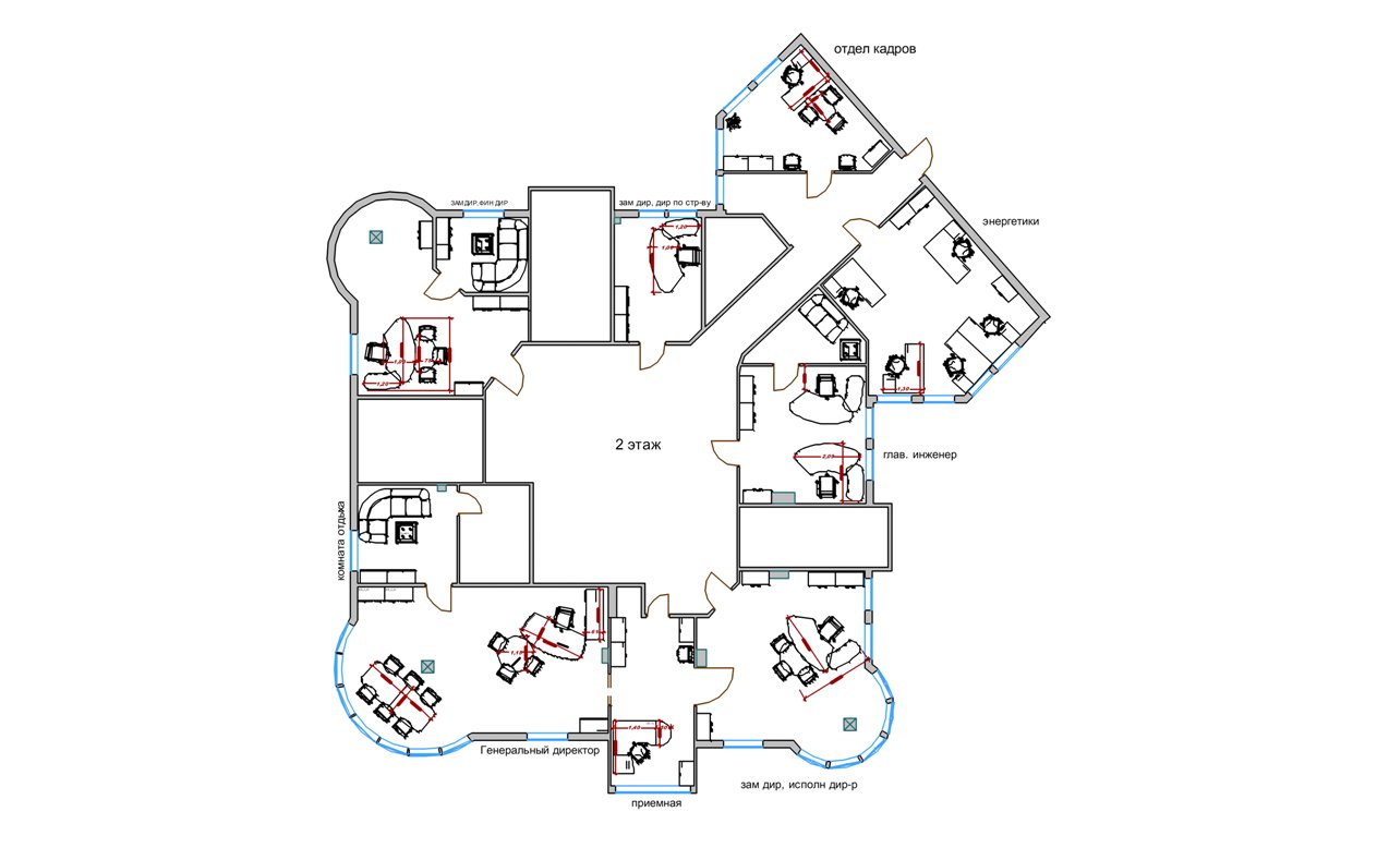 План офиса, расстановка мебели