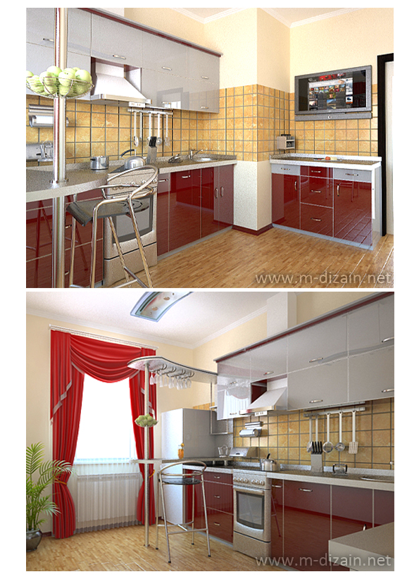 кухня металик-бардо