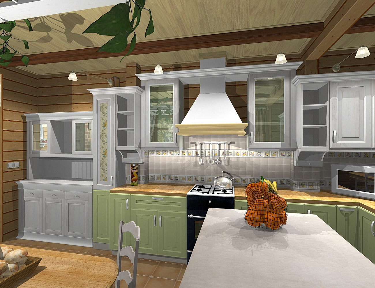 Загородный дом. Кухня - столовая.