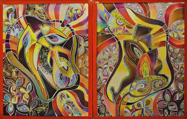 батик диптих "в любви", размеры 120х160