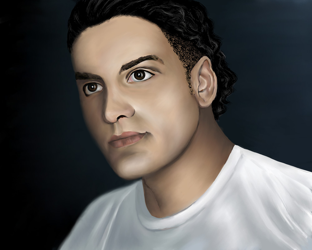 Цифровой портрет актера и режиссера Мишеля Руссо