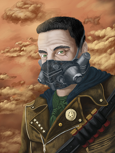 Рисунок человека в стиле "стимпанк"