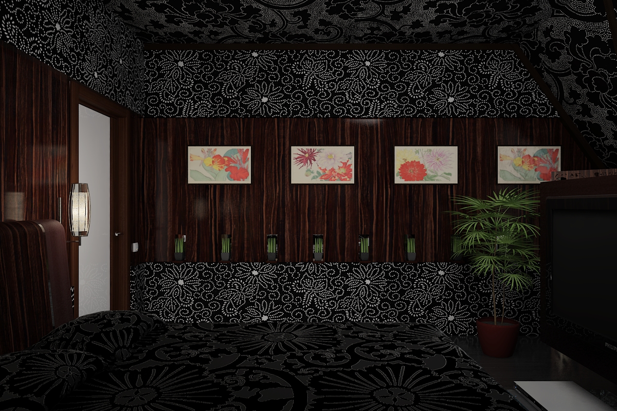 Спальня в мансардной части дома