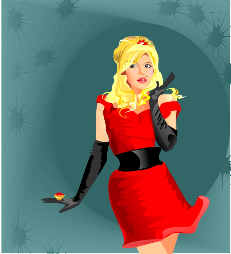 девушка в красном