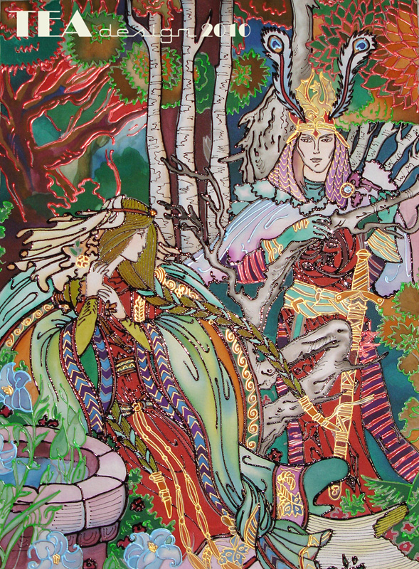 Батик "Встреча в лесу"