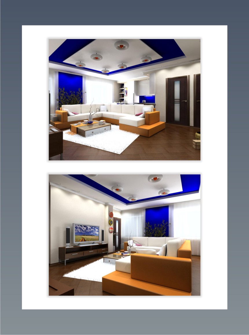 Гостинная, совмещенная с кухней