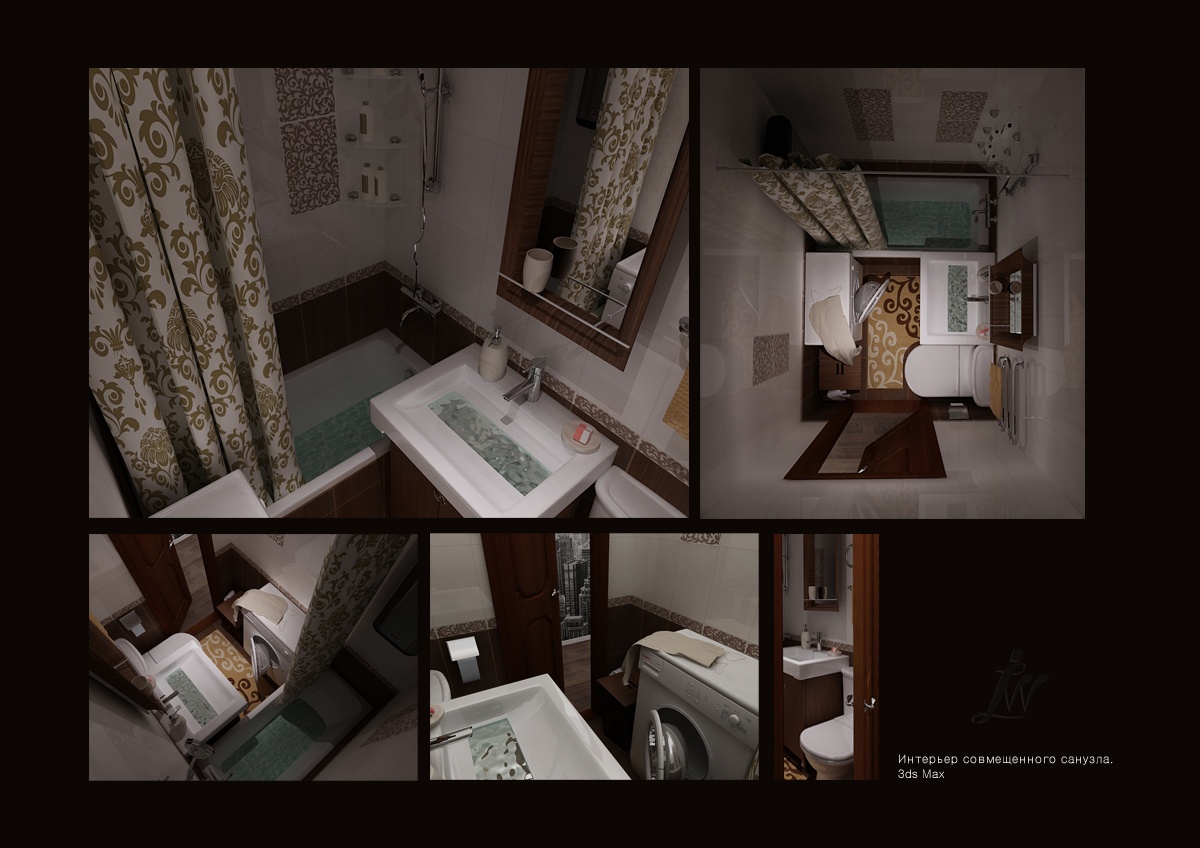 Интерьер совмещенного санузла.