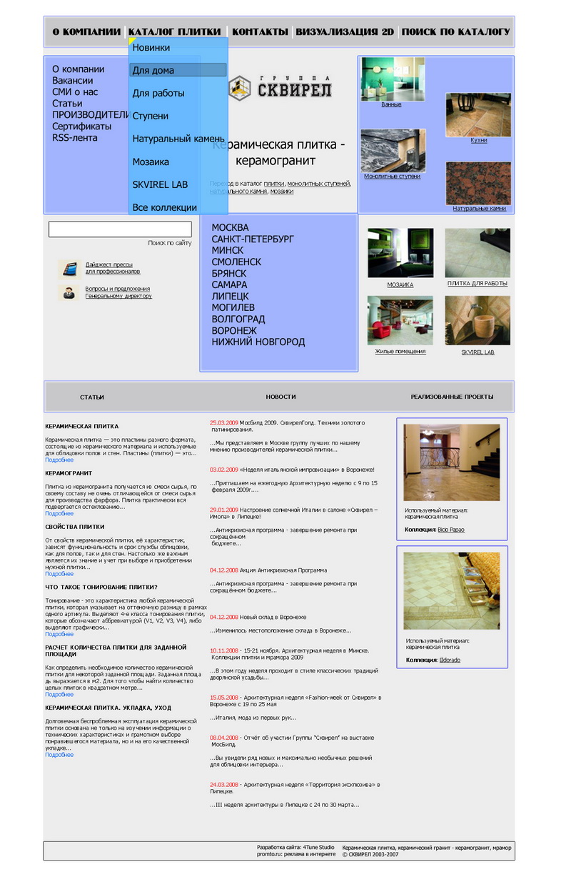 Один из вариантов дизайна сайта "Группа Сквирэлл"