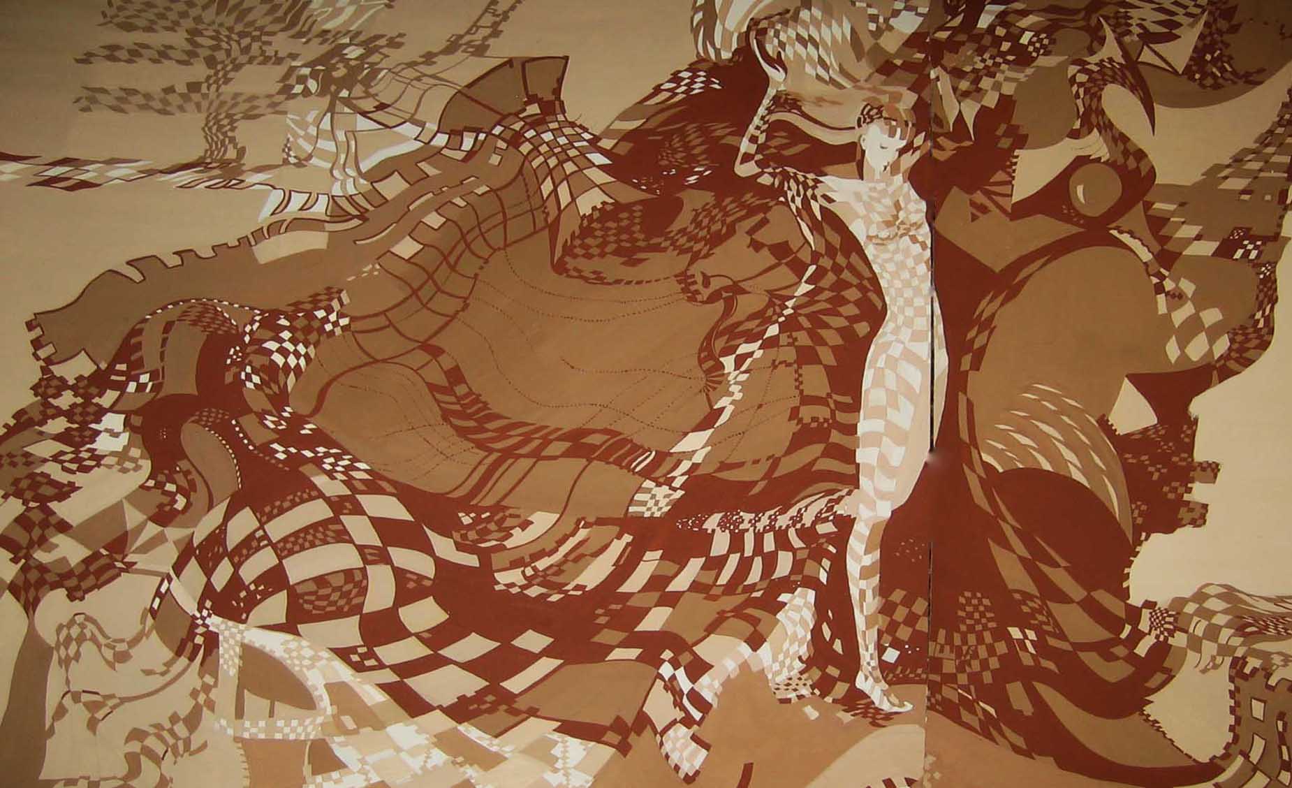 эскиз росписи  для шахмотного клуба