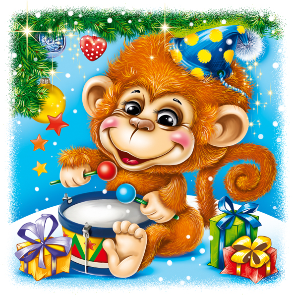 Иллюстрация для новогодней упаковки Обезьянка
