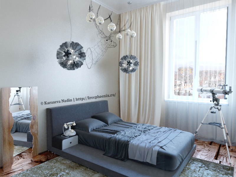 Уютная светлая спальня молодой девушки.