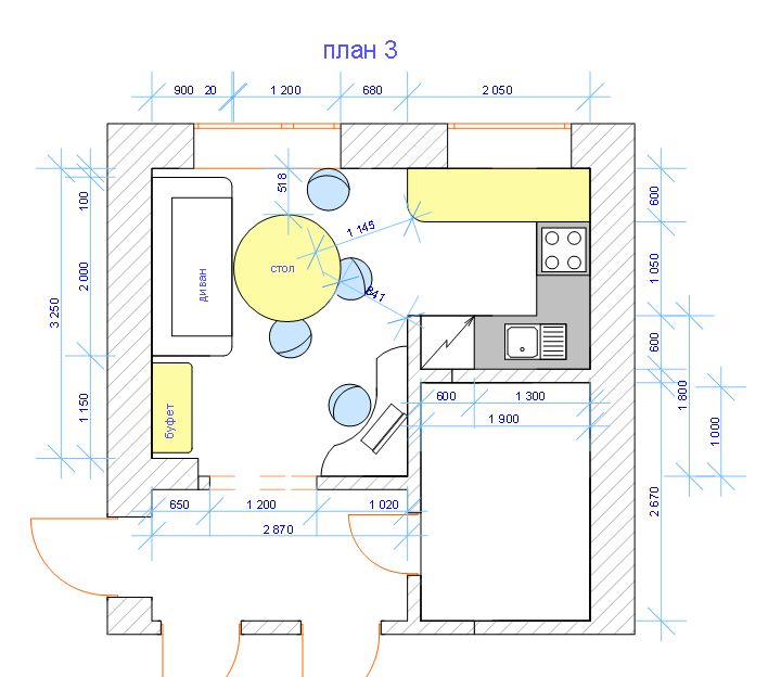 Вариант на тесной кухне 2