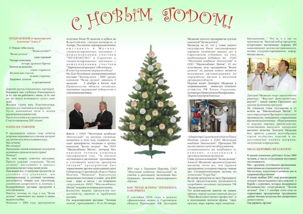 Новогодняя газета для группы компаний "Белая долина"