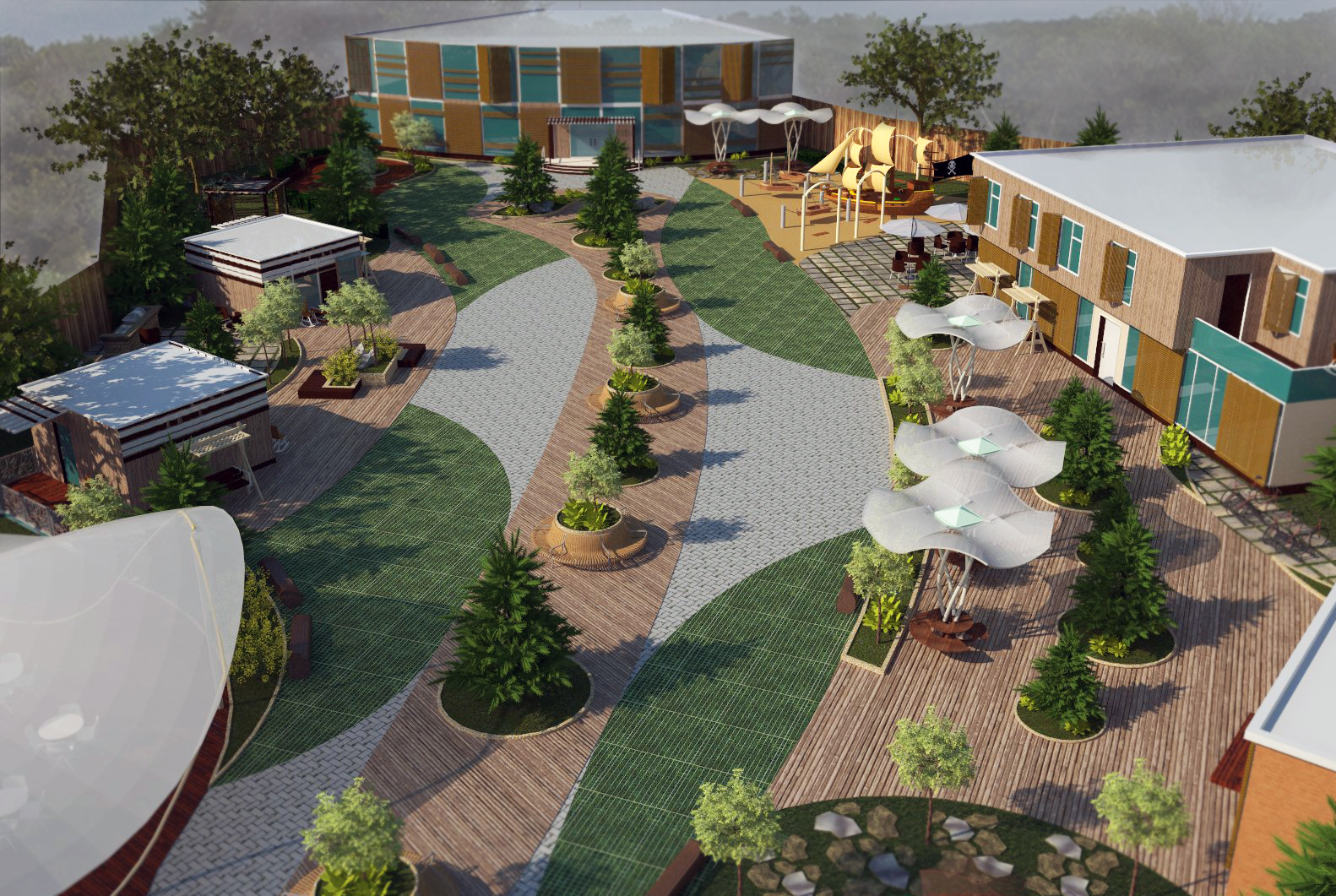 Ландшафтный дизайн базы отдыха