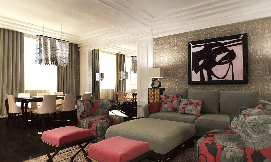 Гостиная в стиле Арт-деко. Вид2.